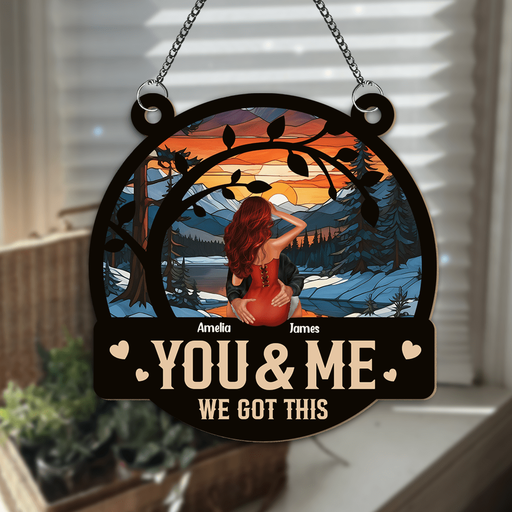 GeckoCustom Couple Kissing You & Me We Got This Couple Window Hanging Suncatcher Ornament Personalized Gift HO82 893006