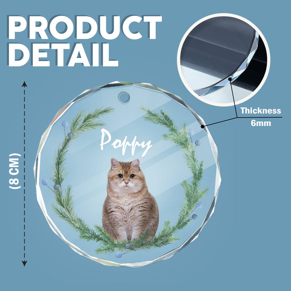 GeckoCustom Custom Cat Christmas Photo For Cat Lovers Glass Circle Ornament HO82 893056