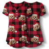 GeckoCustom Custom Cat Photo Christmas Pajamas Women V Neck Blouse Shirt TH10 892033