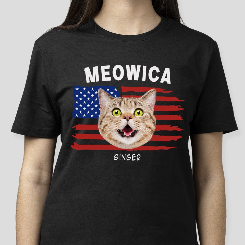 GeckoCustom Custom Cat Photo Meowica Dark Shirt N304 889334 Women Tee / Black Color / S