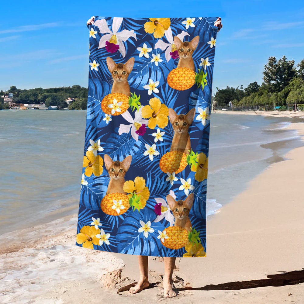 GeckoCustom Custom Cat Photo Tropical Style Beach Towel N304 890388 30"x60"