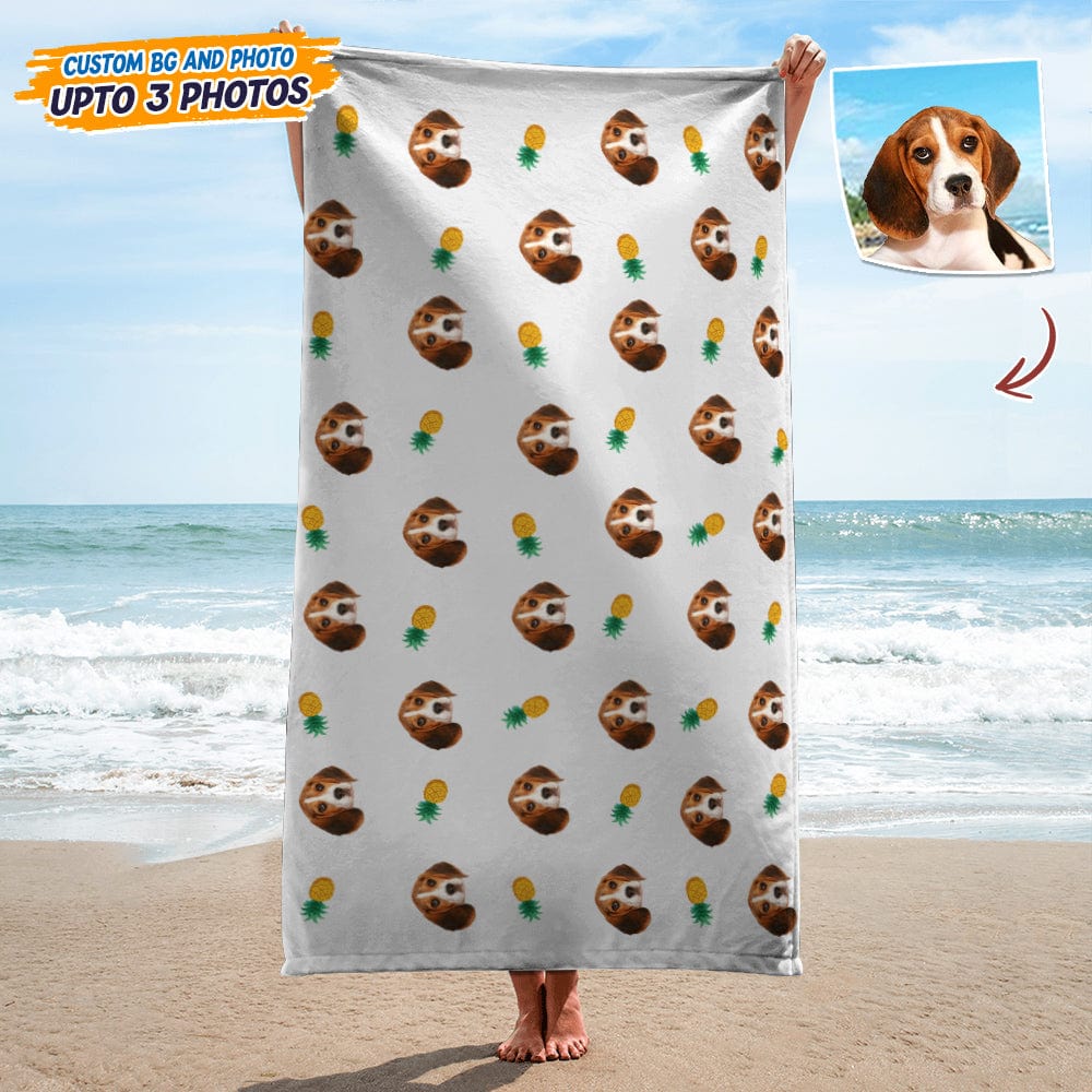 GeckoCustom Custom Dog Cat Photo With Icon Decoration Pet Beach Towel K228 HN590