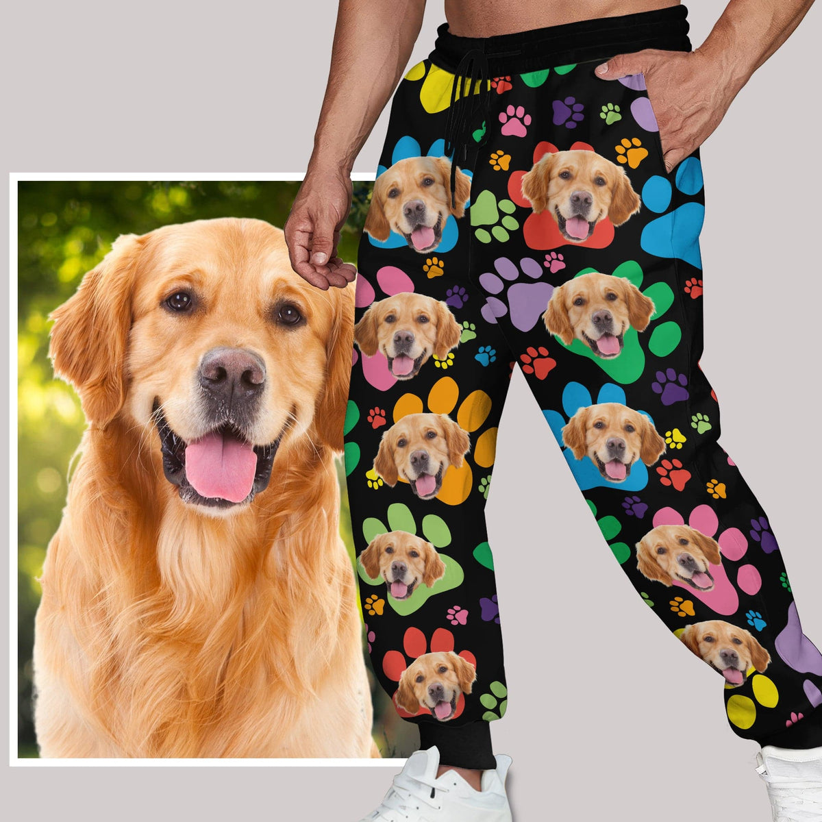 GeckoCustom Custom Dog Photo Bones And Paws Sweatpants TA29 890085