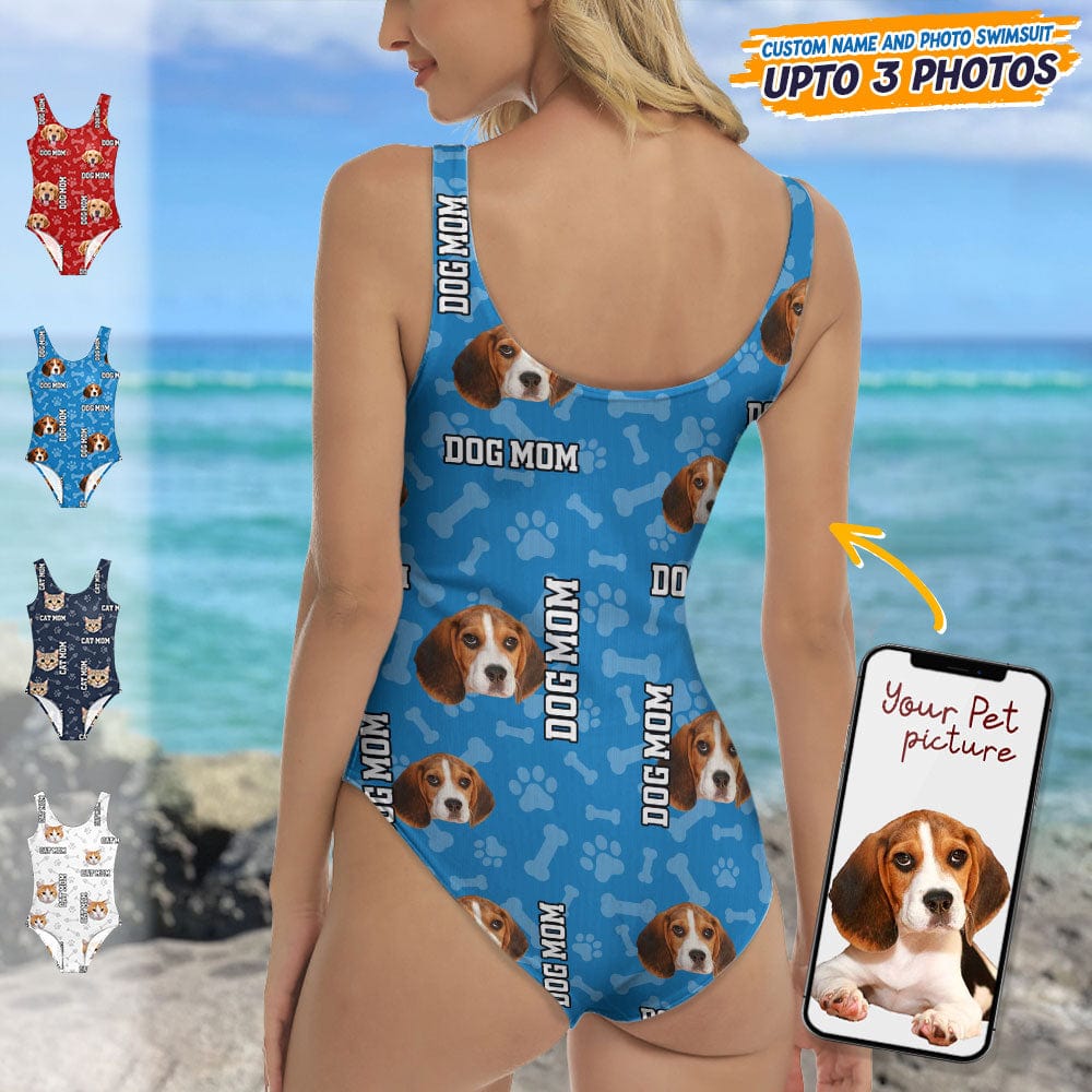 GeckoCustom Custom Dog Photo With Accessory Pattern Swimsuit K228 889004