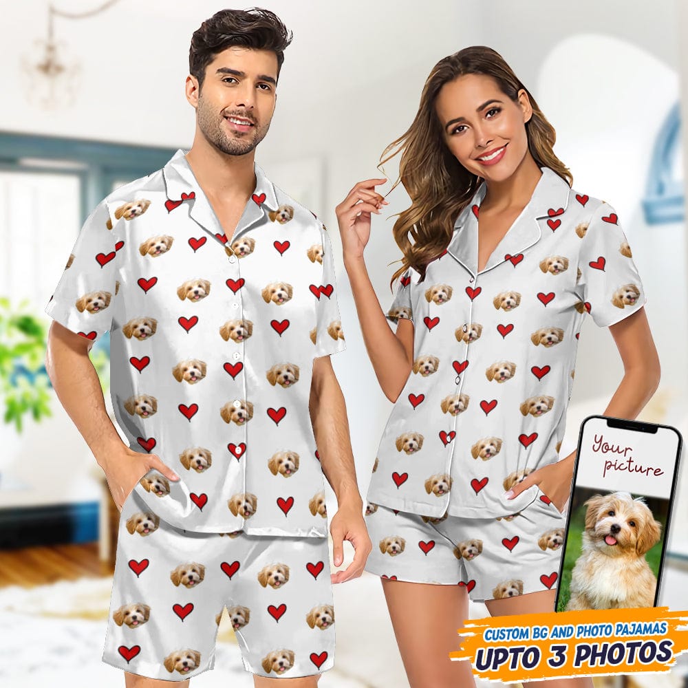 GeckoCustom Custom Dog Photo With Icon Decoration Short Pajamas T368 HN590