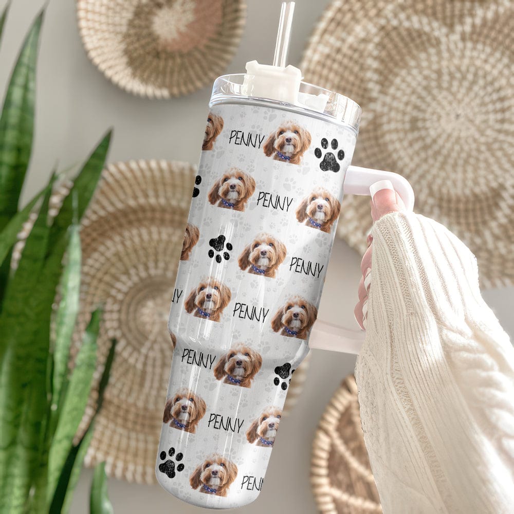 GeckoCustom Custom Dog Photo With Paw Dog Tumbler 40oz TA29 890589