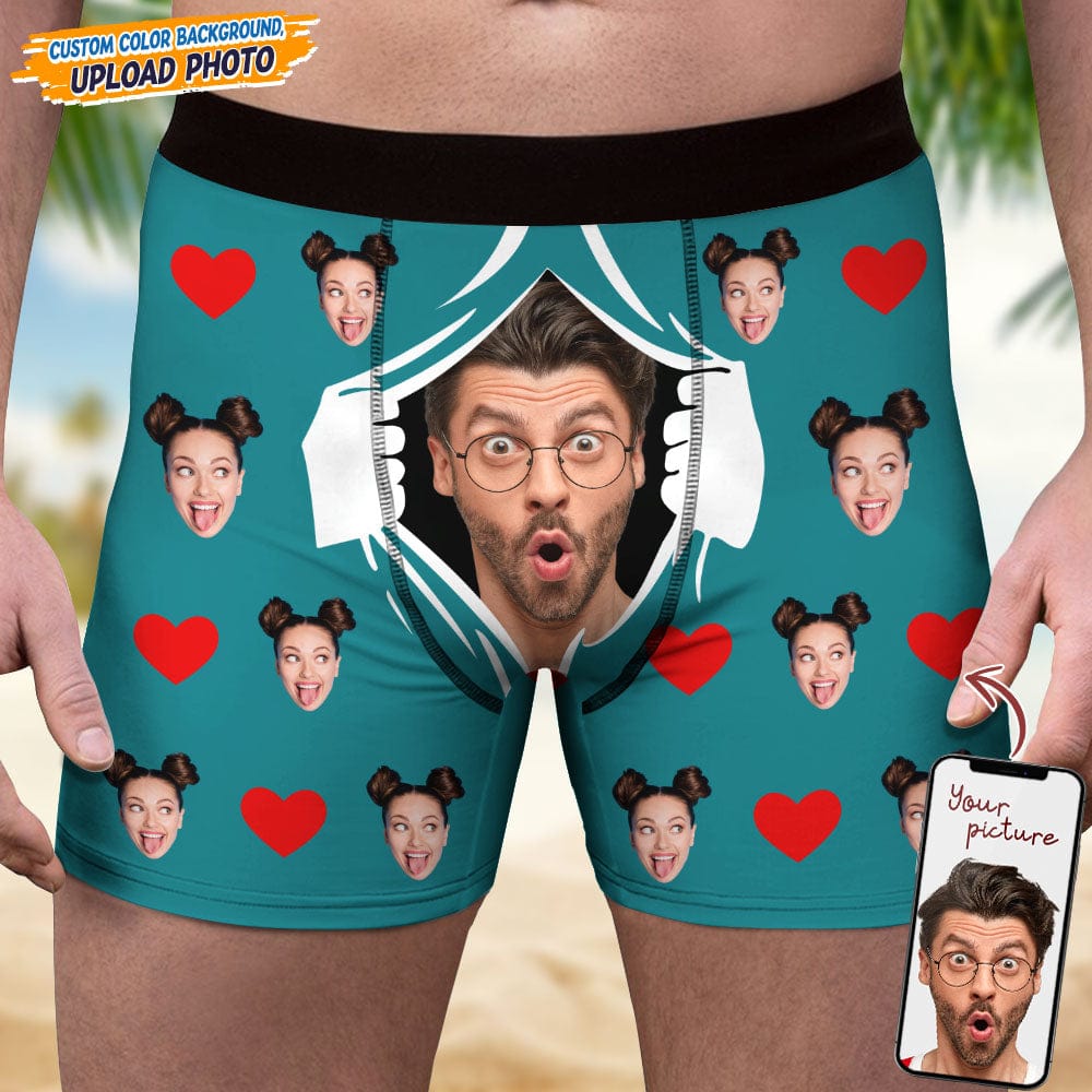 GeckoCustom Custom Face Hands White Men's Boxer Briefs N304 889344