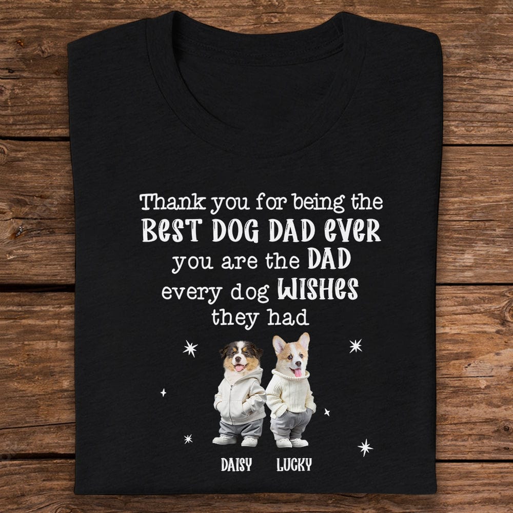 GeckoCustom Custom Face Photo Dog Wishes Dark Sweatshirt For Dog Lovers HO82 893478 Premium Tee / P Black / S