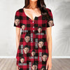 GeckoCustom Custom Face Photo Flannel Design Christmas Gift V Neck Blouse Shirt TH10 892029