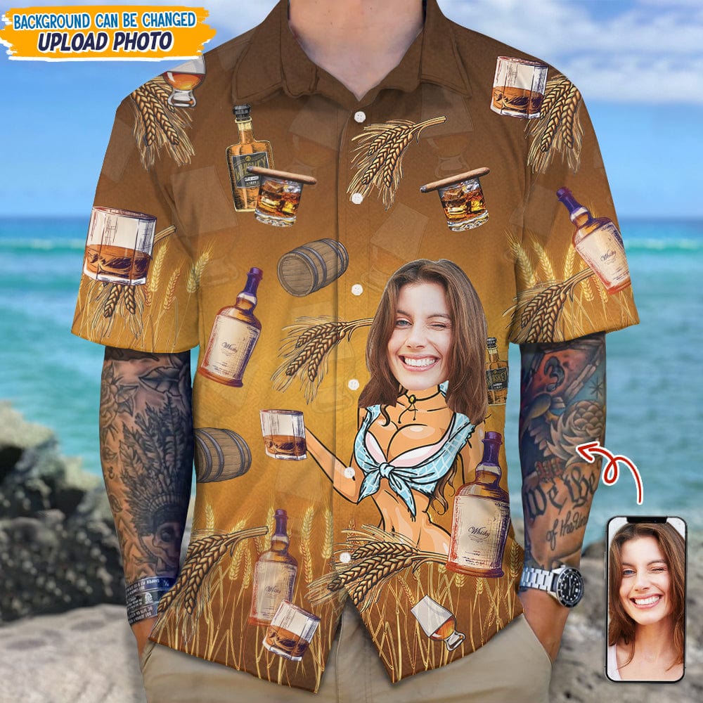 GeckoCustom Custom Face Photo For Whiskey Lover Hawaii Shirt N304 889355