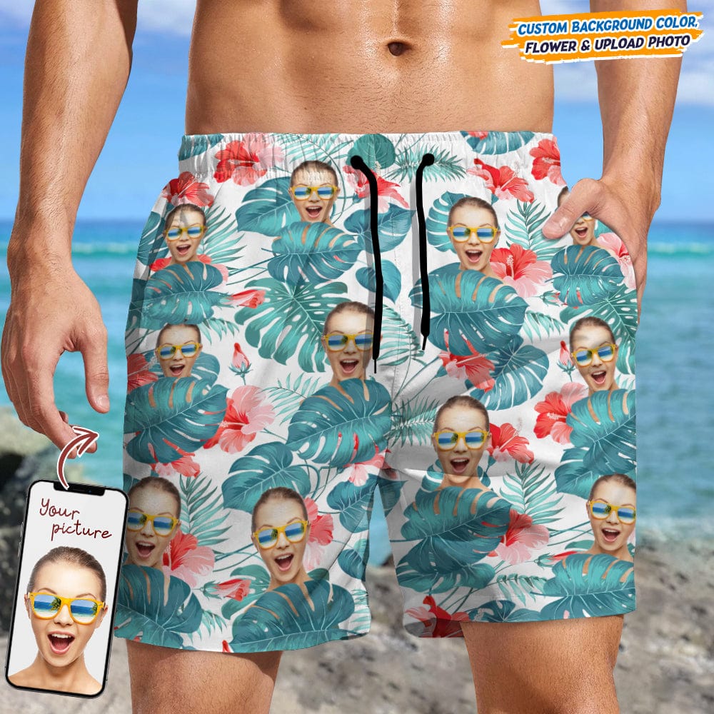 GeckoCustom Custom Face Photo Hawaiian Men's Beach Short K228 889208