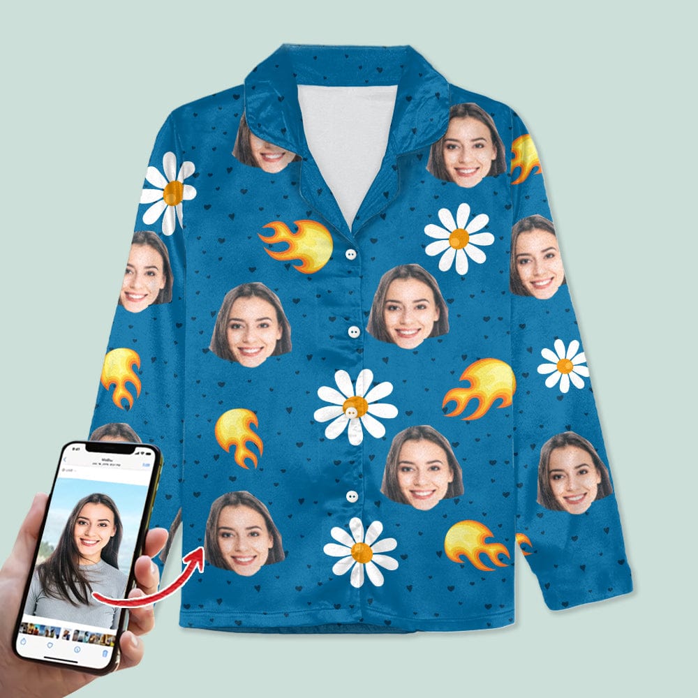 GeckoCustom Custom Face Photo With Accessories Pajamas T368 HN590 For Adult / Only Shirt / XS