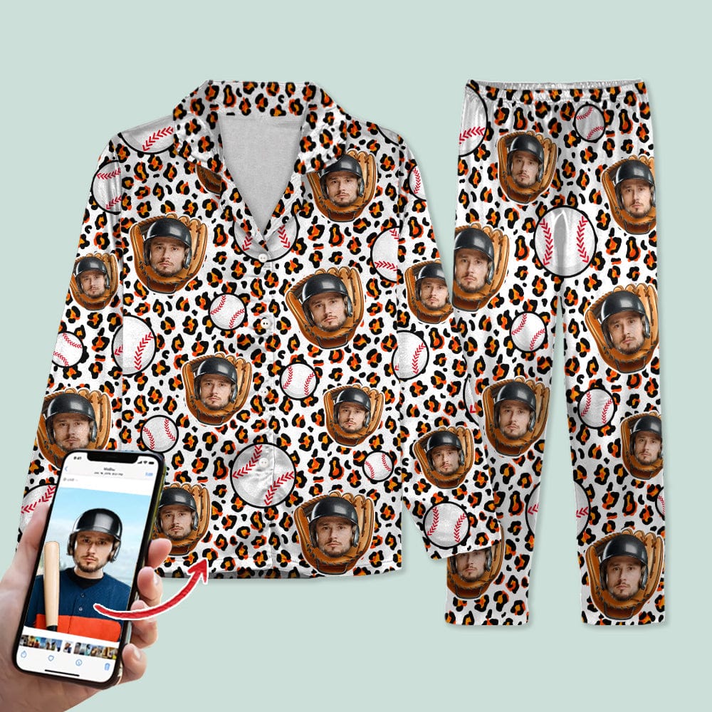 GeckoCustom Custom Face Photo With Baseball Gloves Sport Pajamas T368 HN590