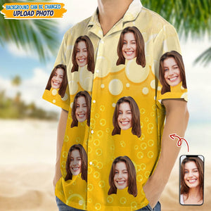 GeckoCustom Custom Face Photo With Beer Bubble Hawaii Shirt N304 889287