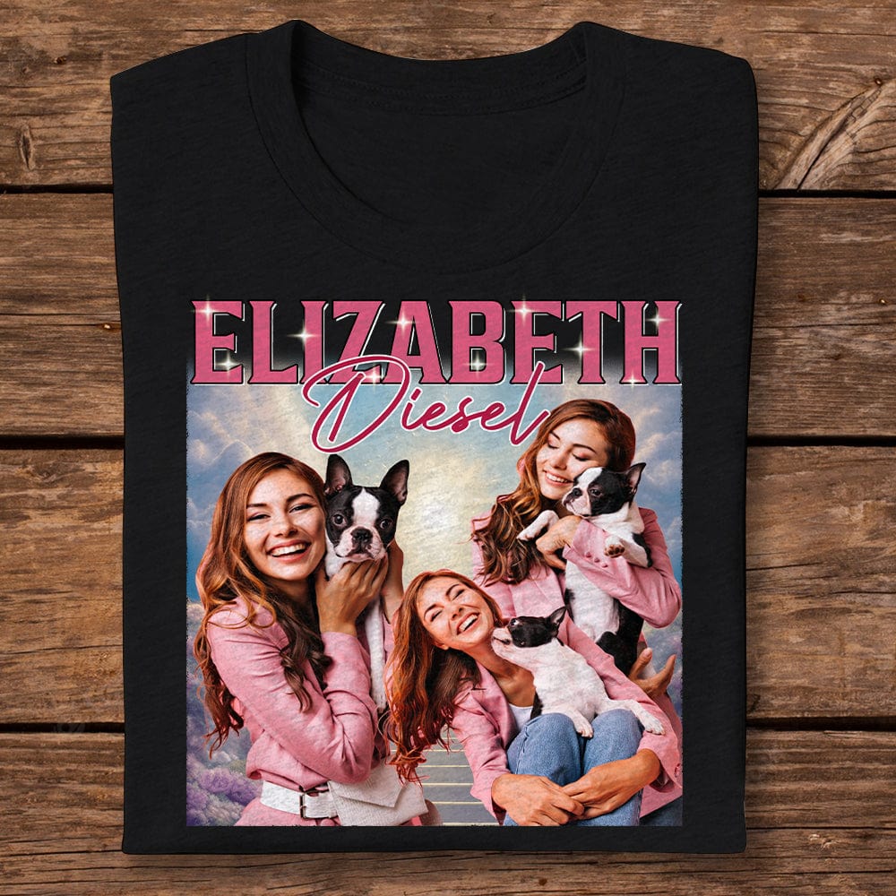 GeckoCustom Custom Face Portrait Photo With Retro Style Shirt K228 889685 Basic Tee / Black / S