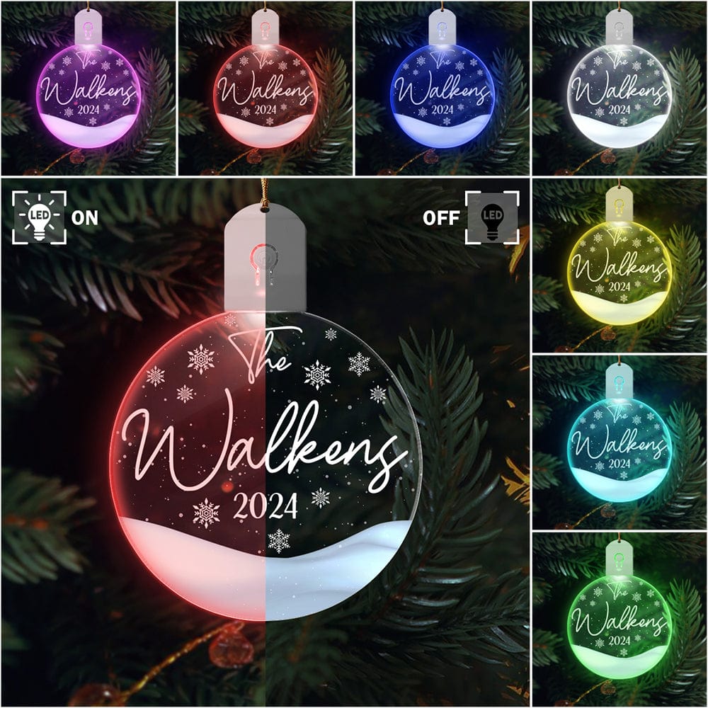 GeckoCustom Custom Family Name Christmas LED Acrylic Ornament TH10 892089 3 inches