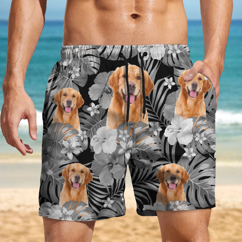 GeckoCustom Custom Funny Dog Photo With Tropical Style Beach Short For Men TA29 890398
