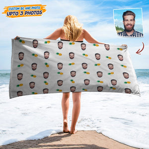 GeckoCustom Custom Human Face Photo With Icon Decoration Beach Towel T368 HN590