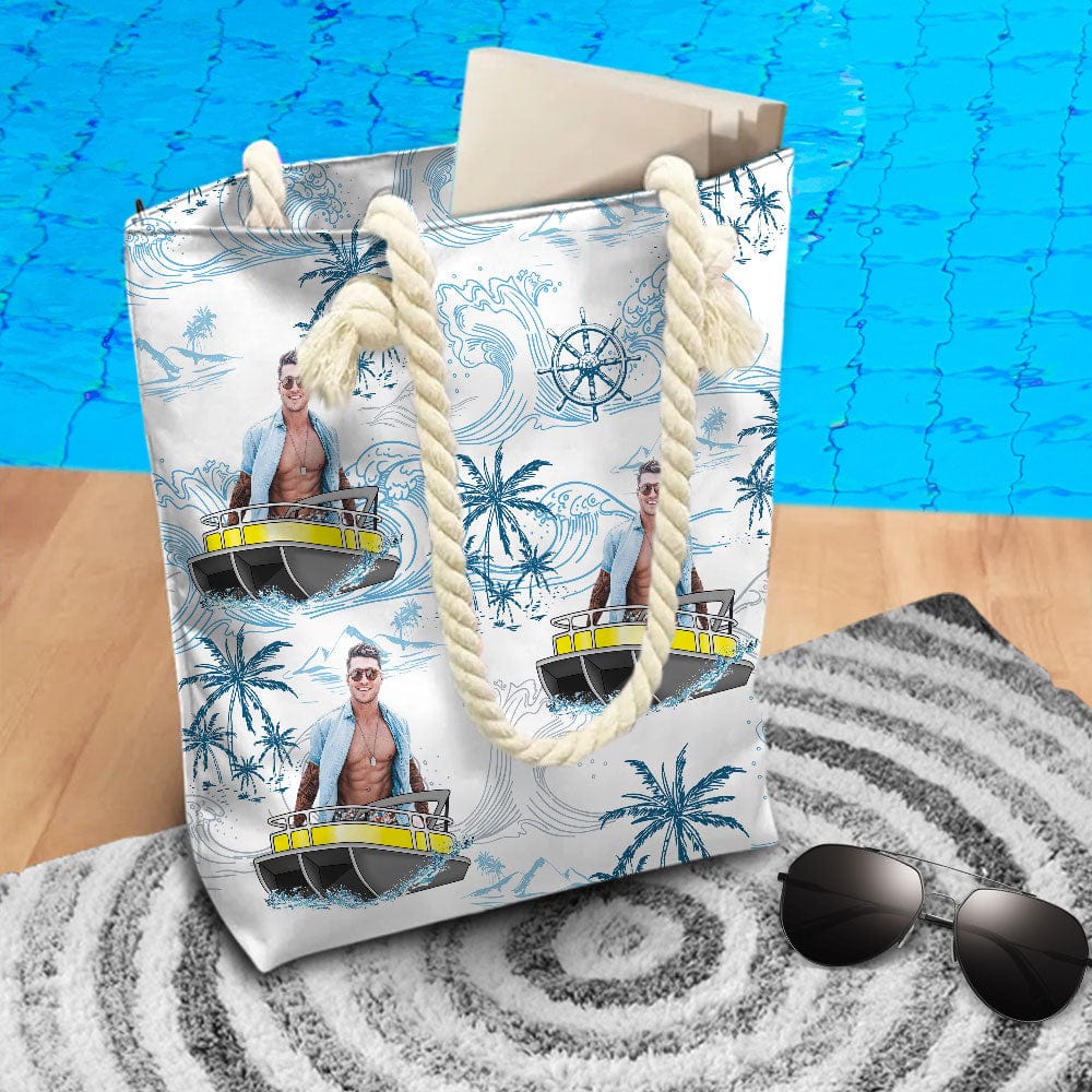 GeckoCustom Custom Human Photo Boating Pontoon Beach Tote Bag HO82 891154 12x14.2 in