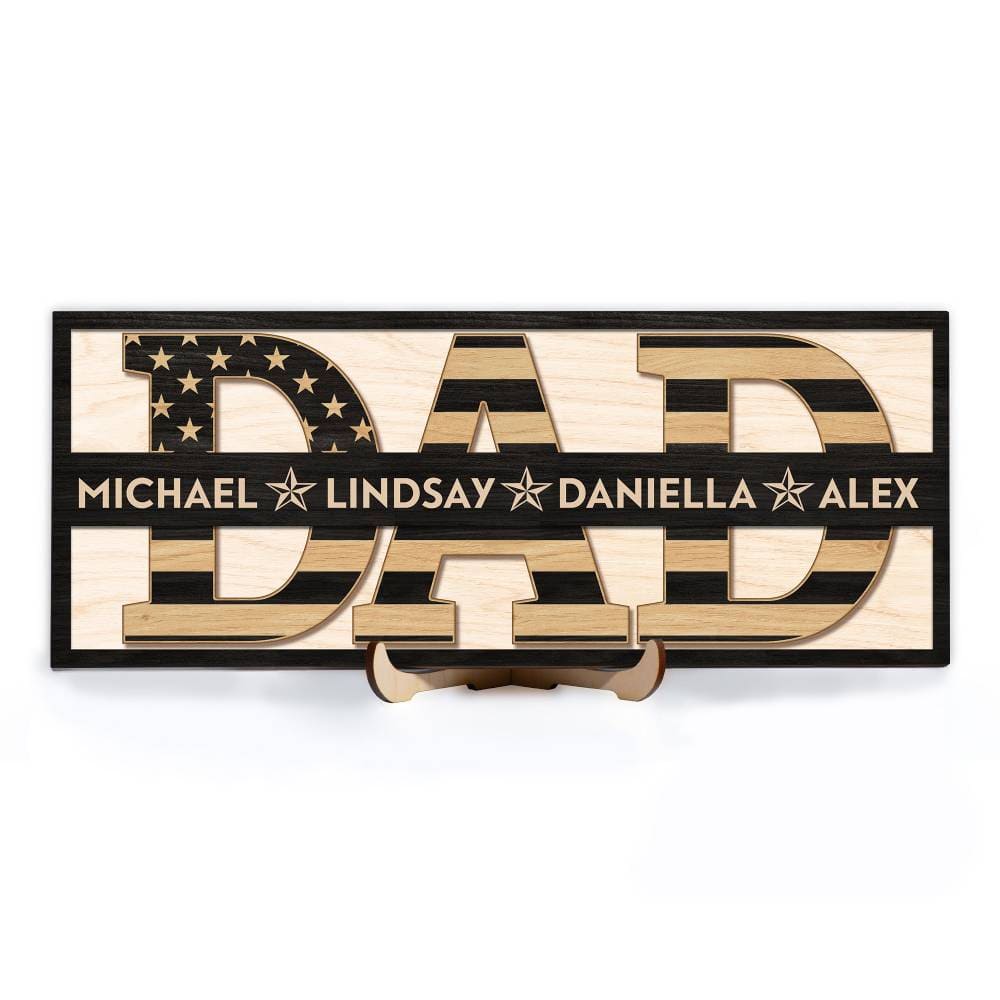 GeckoCustom Custom Kid's Names Dad Wood Sign Personalized Gift TA29 890450