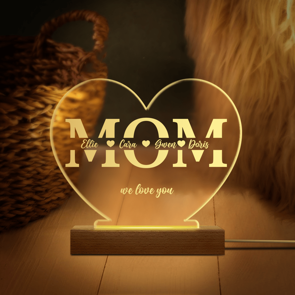 GeckoCustom Custom Name Gift For Mom Acrylic Plaque With LED Night Light T286 890565 Acrylic / 7.9"x4.5"