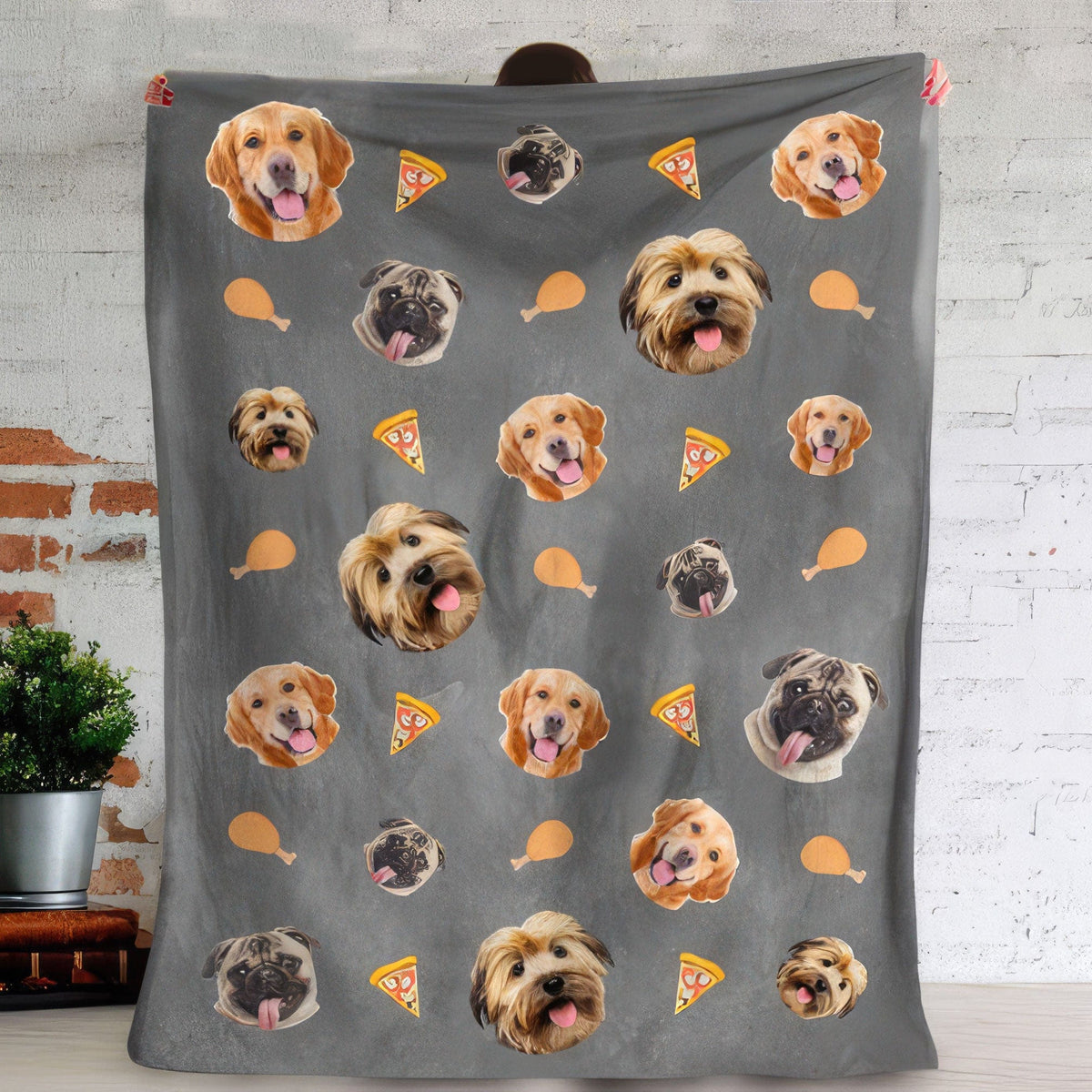 GeckoCustom Custom Pet Photo And Accessories Pattern Dog Cat Blanket T286 HN590 VPM Cozy Plush Fleece 50x60 Inches