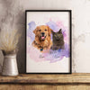 GeckoCustom Custom Pet Photo Watercolor Poster Canvas Picture Frame Personalized Gift For Dog Lovers Cat Lovers CH07 895192