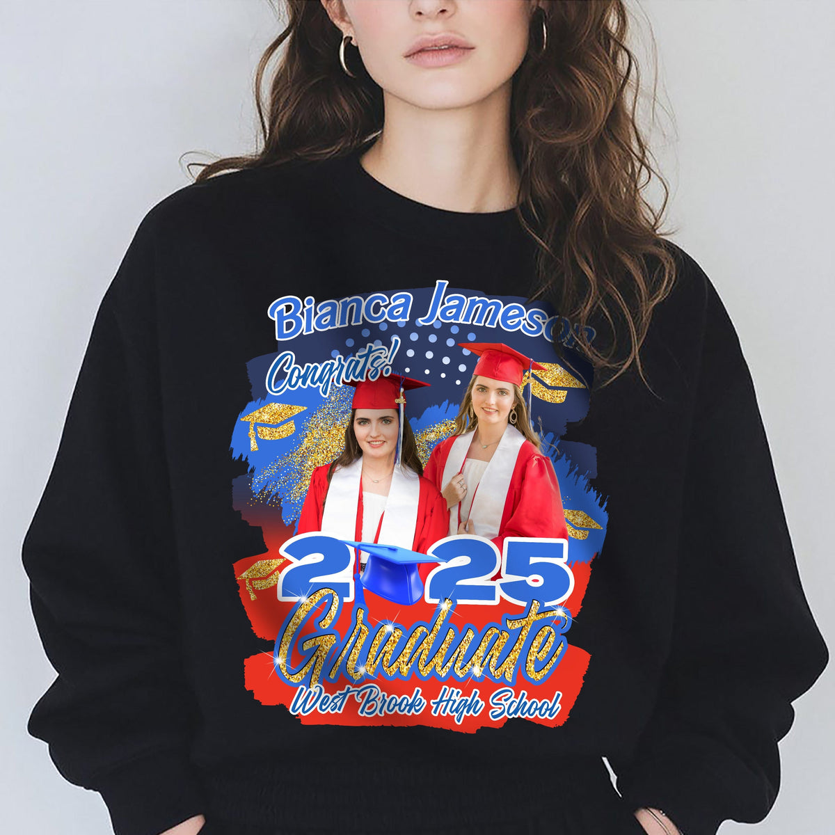 GeckoCustom Custom Photo 2024 Glitter Graduation Dark Shirt N304 890117