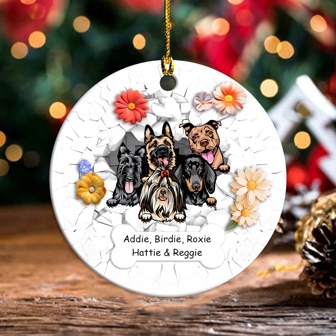 GeckoCustom Custom Photo 3D Cracked Pet Face Gift For Dog Lovers Ceramic Ornament HO82 891160