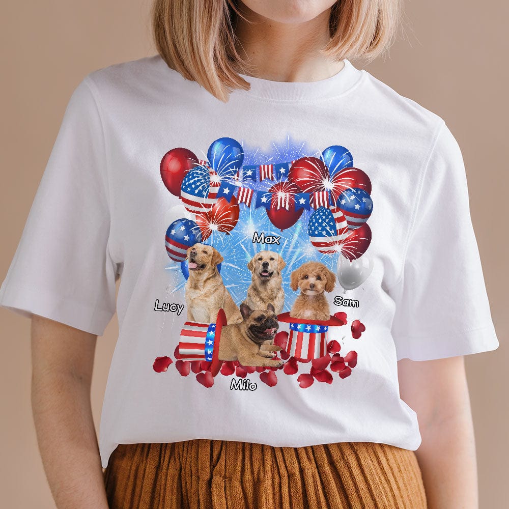 GeckoCustom Custom Photo 4th Of July For Dog Lovers Bright Shirt HO82 890734