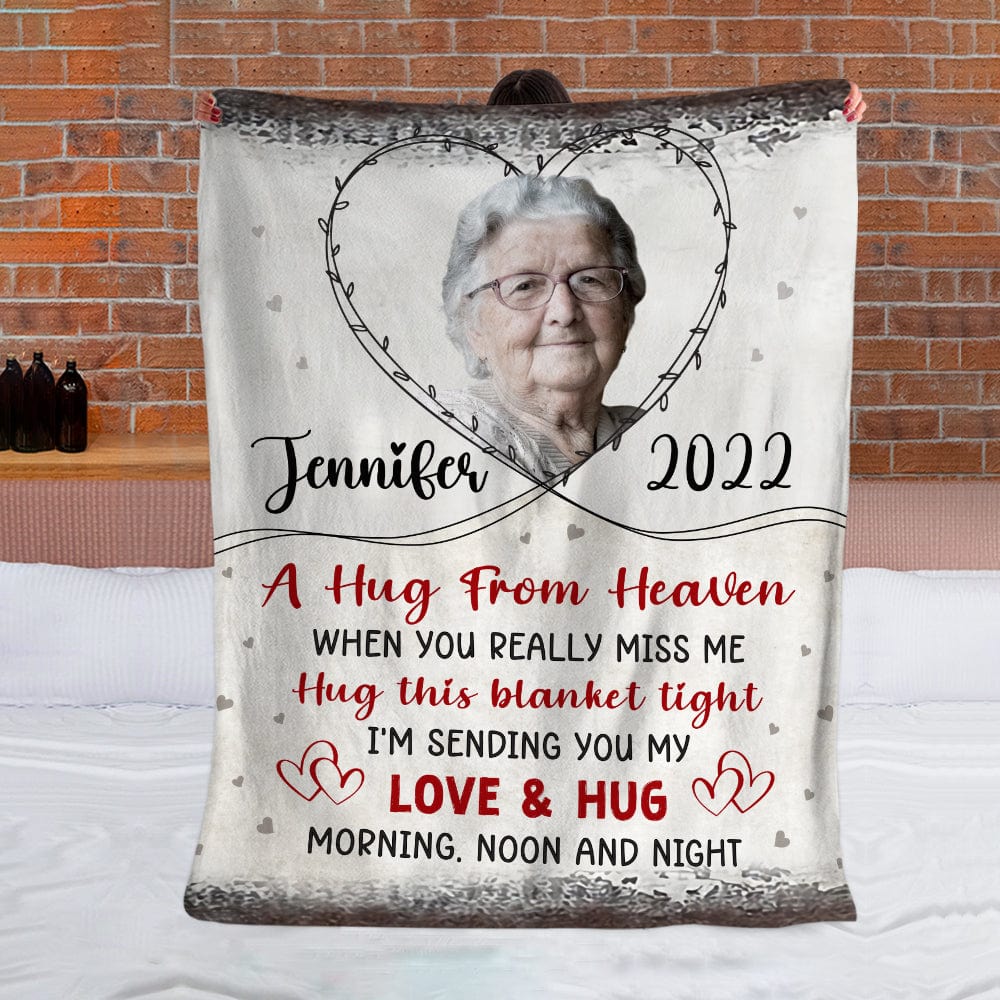 GeckoCustom Custom Photo A Hug From Heaven Memorial Blanket N304 890255