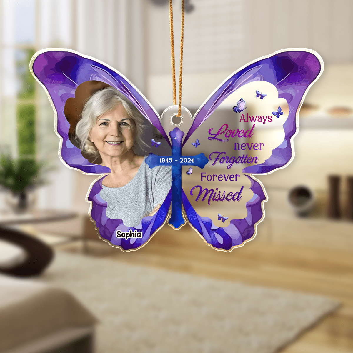 GeckoCustom Custom Photo Always Loved Never Forgotten Forever Missed Memorial Acrylic Ornament HA75 891358