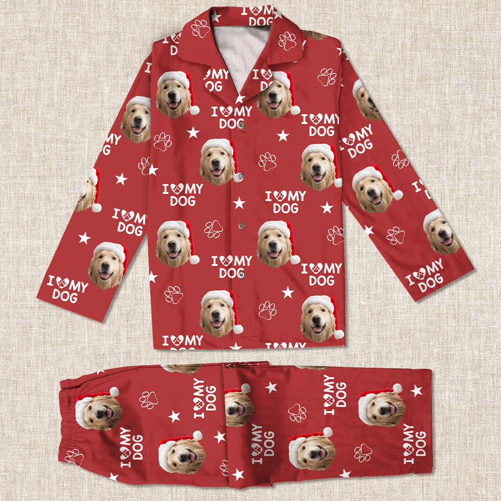 GeckoCustom Custom Photo and Name I Love My Dog Pajamas TH10 891787