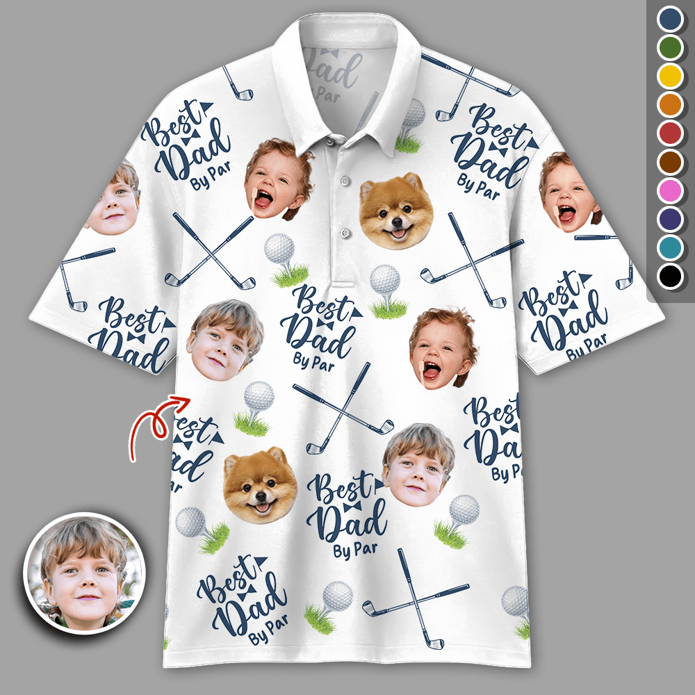 GeckoCustom Custom Photo Best Dad By Par Polo Shirt HA75 890616