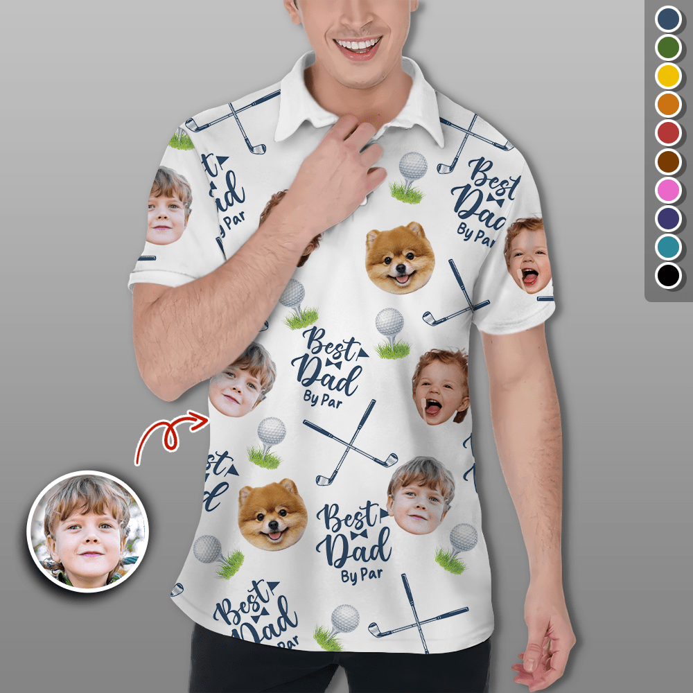 GeckoCustom Custom Photo Best Dad By Par Polo Shirt HA75 890616