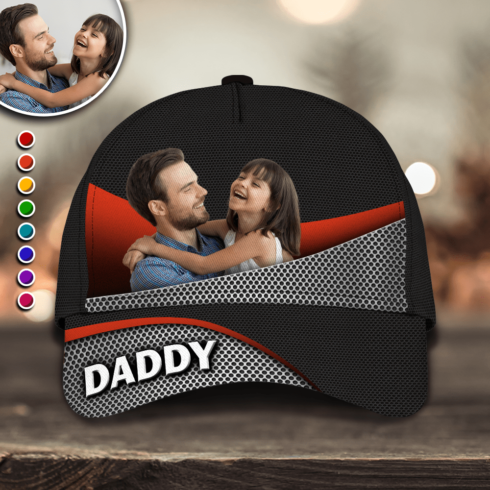 GeckoCustom Custom Photo Best Dad Ever Father's Day Classic Cap DM01 891037 Polyester