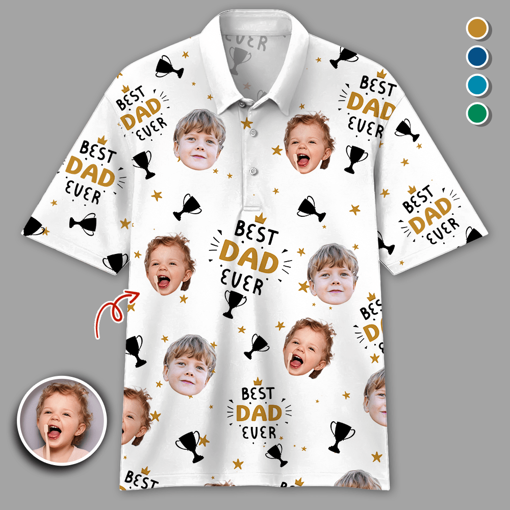 GeckoCustom Custom Photo Best Dad Ever Polo Shirt HA75 890612