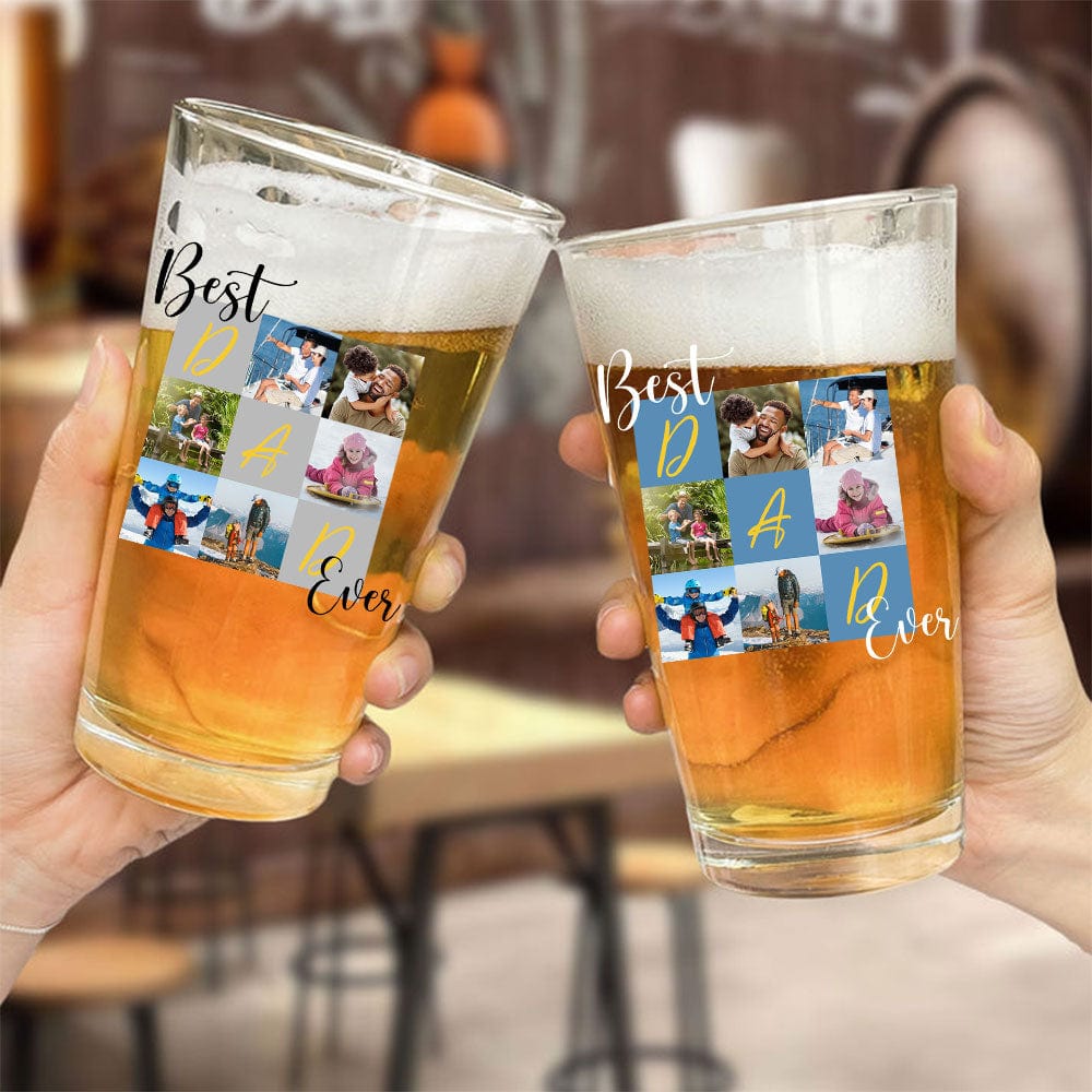 GeckoCustom Custom Photo Best Dad Ever Print Beer Glass HO82 890688 16oz / 1 side