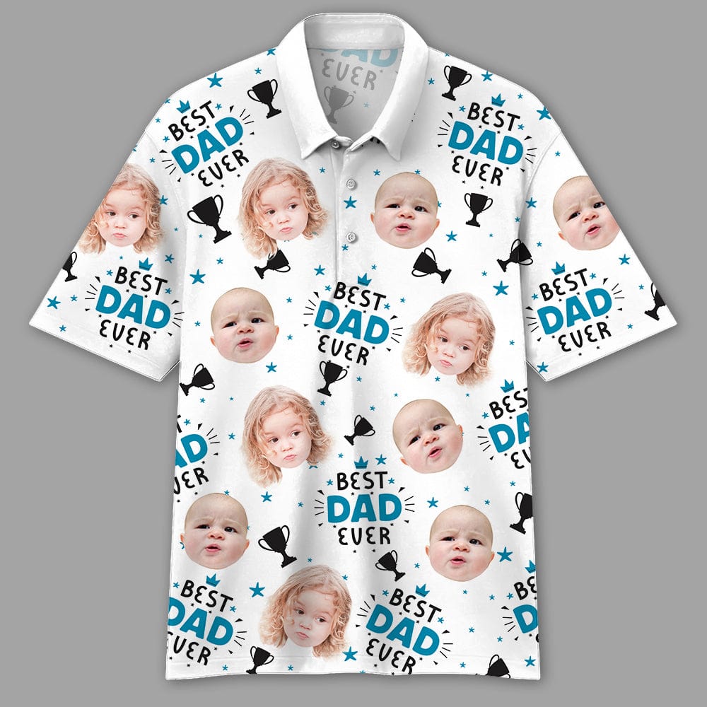 GeckoCustom Custom Photo Best Dad Ever With The Trophies Polo Shirt TH10 891035