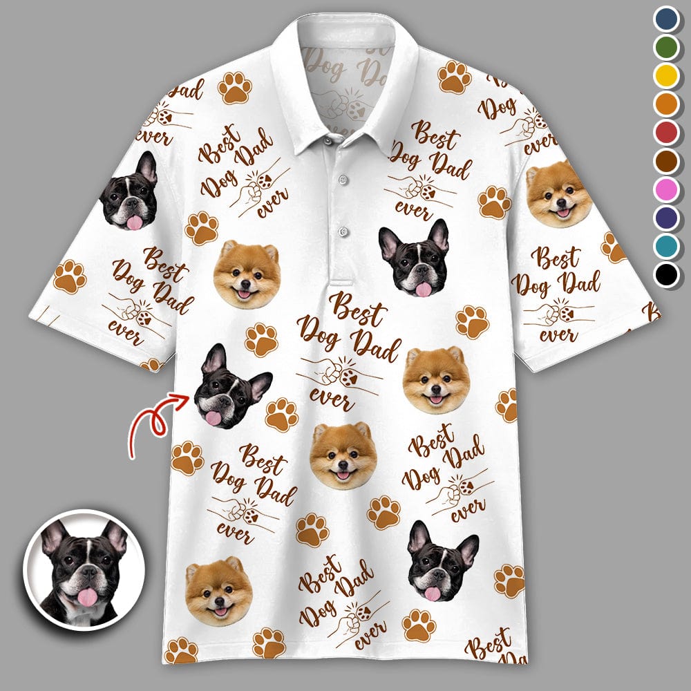 GeckoCustom Custom Photo Best Dog Dad Dog Polo Shirt HA75 890668