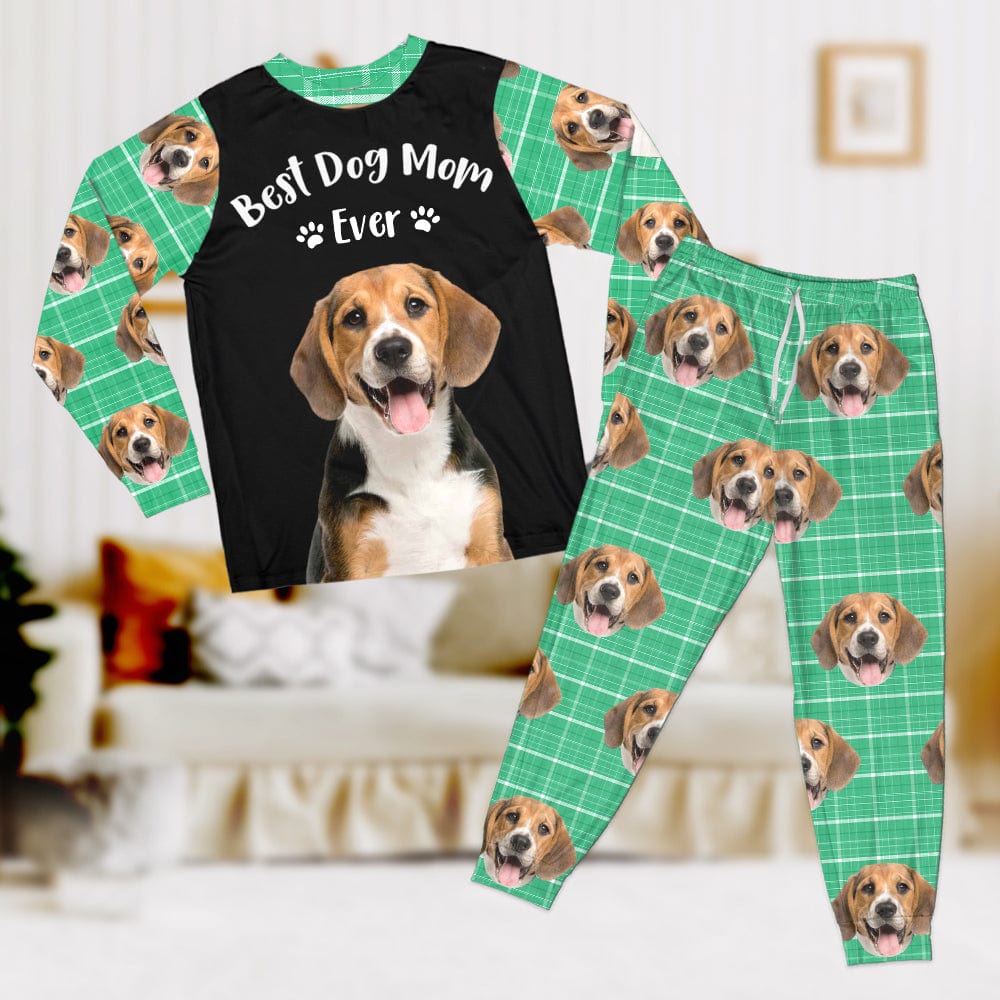 GeckoCustom Custom Photo Best Dog Mom, Dog Dad Ever Christmas Sleepwear HA75 891548