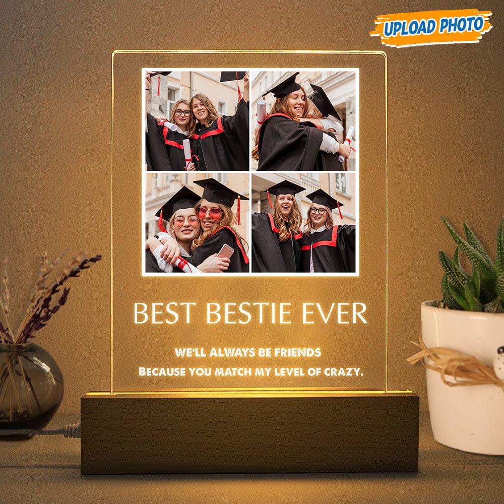 GeckoCustom Custom Photo Bestie Ever Graduation Acrylic Plaque With LED Night Light K228 HN590