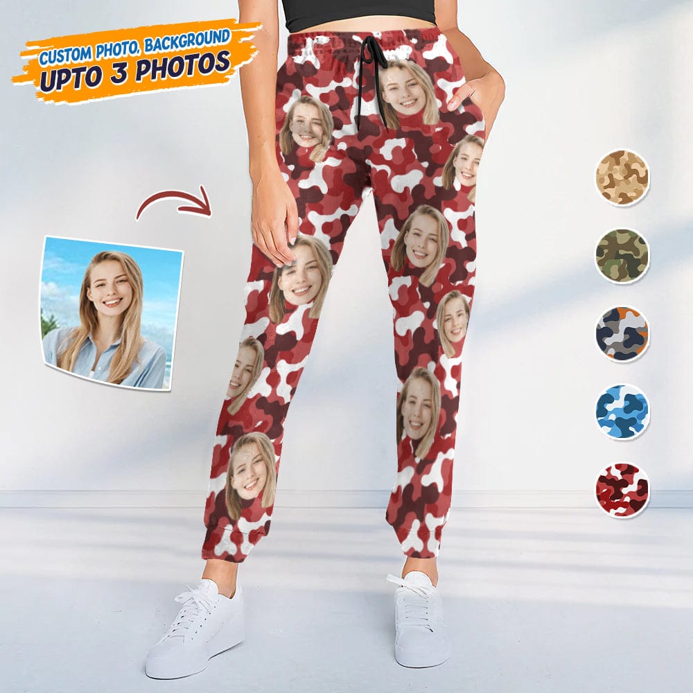 GeckoCustom Custom Photo Camo Background Christmas Gift Sweatpants TA29 888790