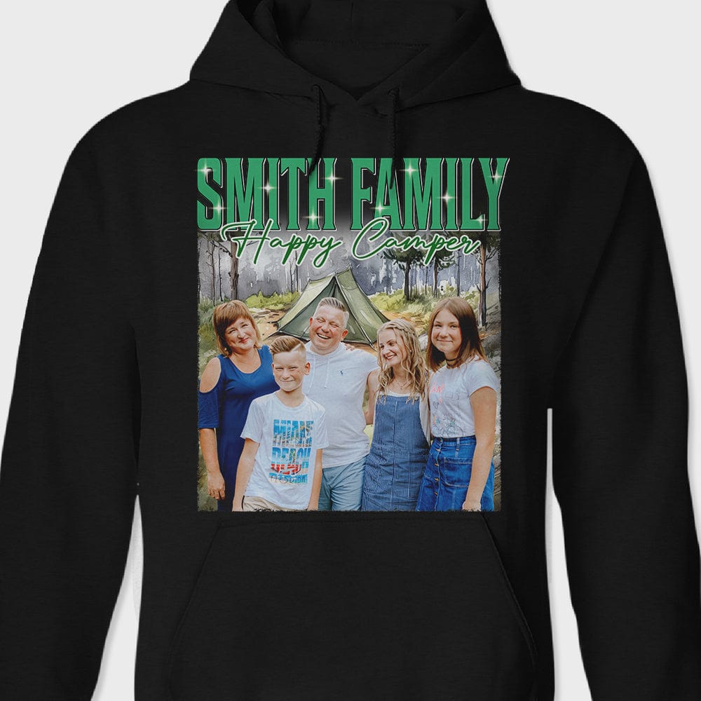 GeckoCustom Custom Photo Camping Portrait Retro Style Shirt N304 889536 Pullover Hoodie / Black Colour / S