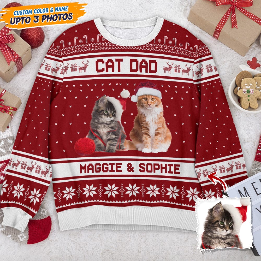 GeckoCustom Custom Photo Cat Parent Cat AOP Ugly Sweatshirt N304 HN590