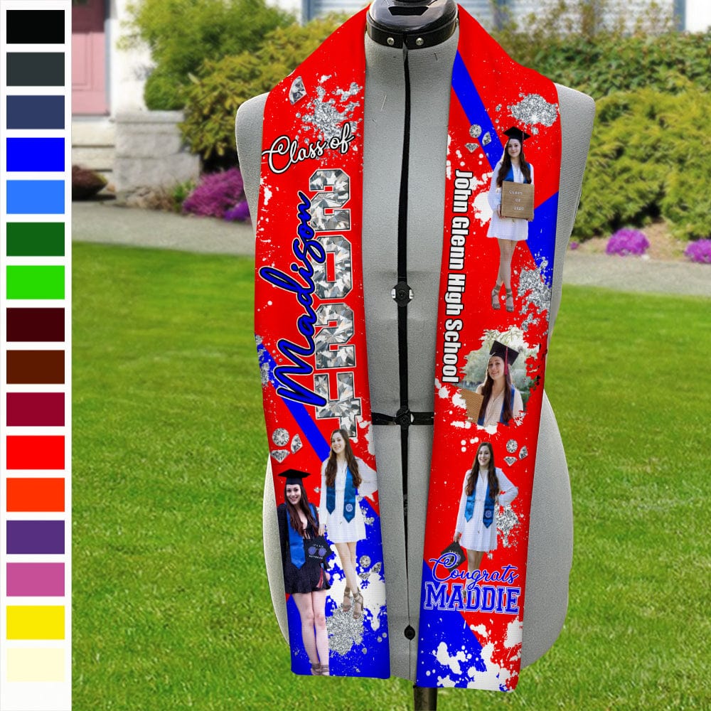 GeckoCustom Custom Photo Class Of 2024 Congrats Graduation Gift Stoles N369 890138 6x72 inch