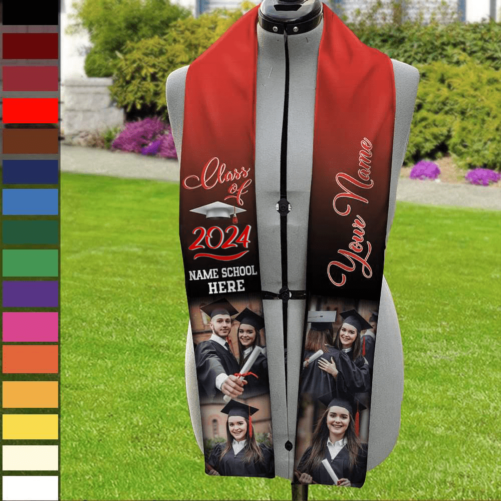 GeckoCustom Custom Photo Class of 2024 Stoles Sash Senior Gift TA29 888873 6x72 inch