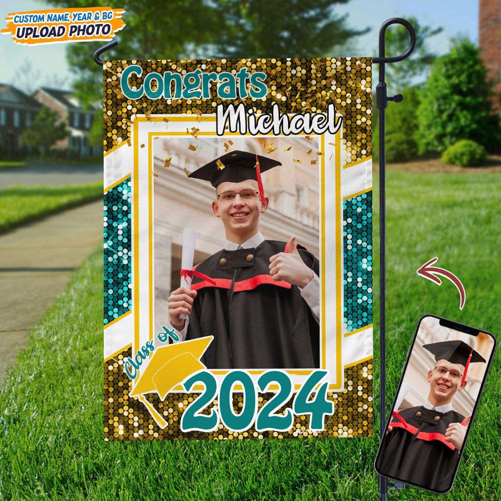 GeckoCustom Custom Photo Congrats Graduation Garden Flag N304 889054