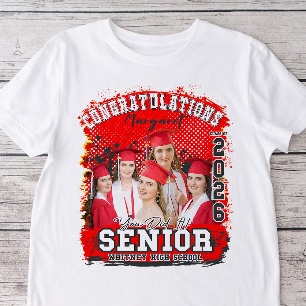 GeckoCustom Custom Photo Congratualtions Senior Graduation Shirt N304 889841 Basic Tee / White / S