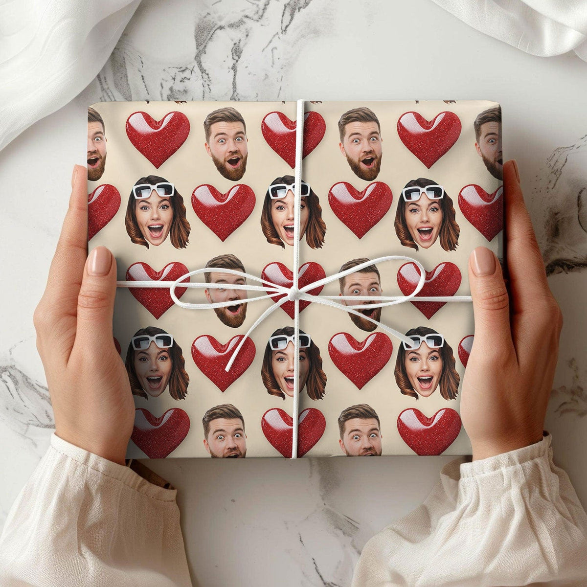 GeckoCustom Custom Photo Couple Heart Loving Wrapping Paper LM32 891991